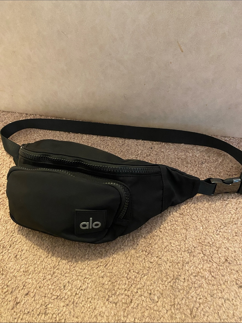 ALO Yoga Black Belt Bag with Front Logo
